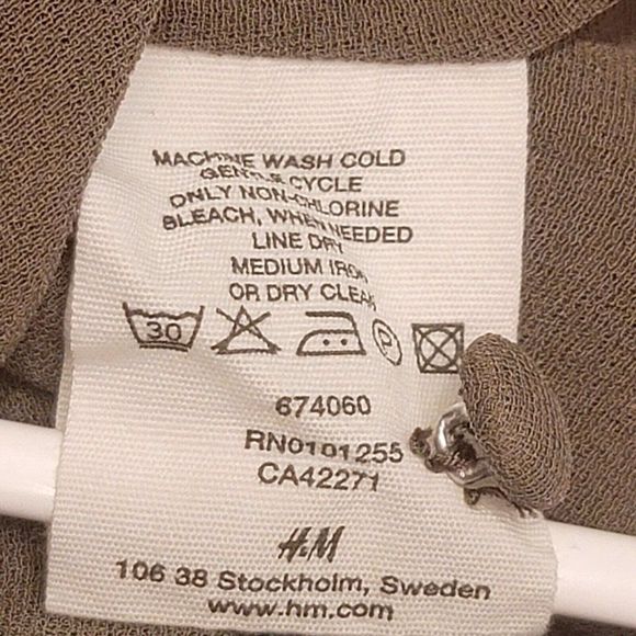 Viktor & Rolf by H&M Womens 10 Taupe Silk Ruffle‎ Button Front Heart Belt Dress - Picture 11 of 11